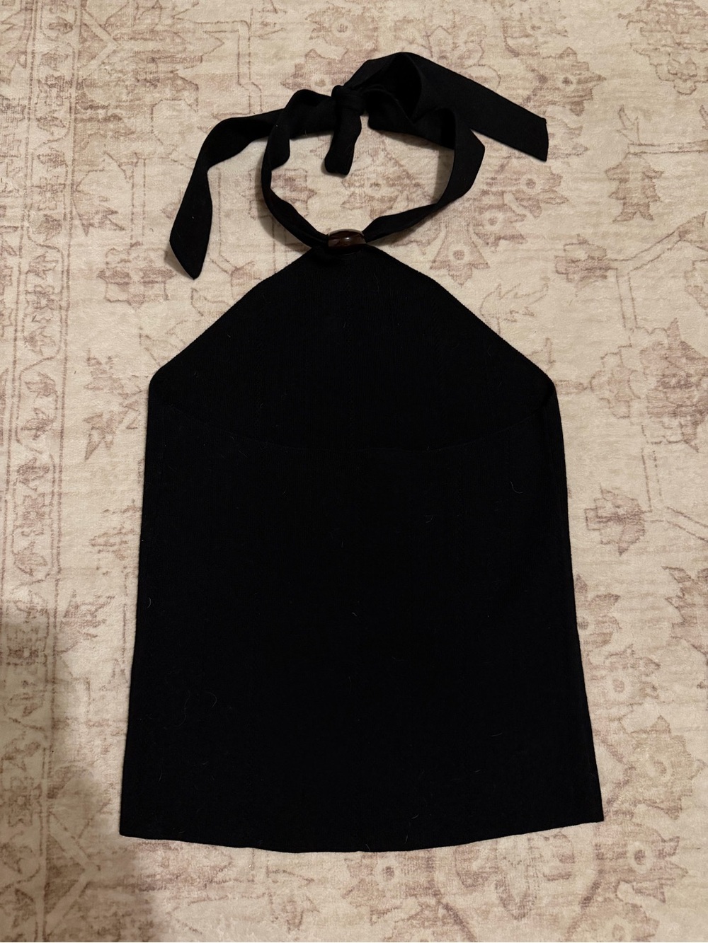 Sézane Luce top in black halter top with brown stone accent - Picture 6 of 7